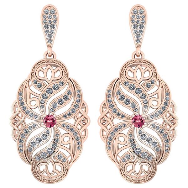 Certified 1.18 Ctw Pink Tourmaline And Diamond Wedding/