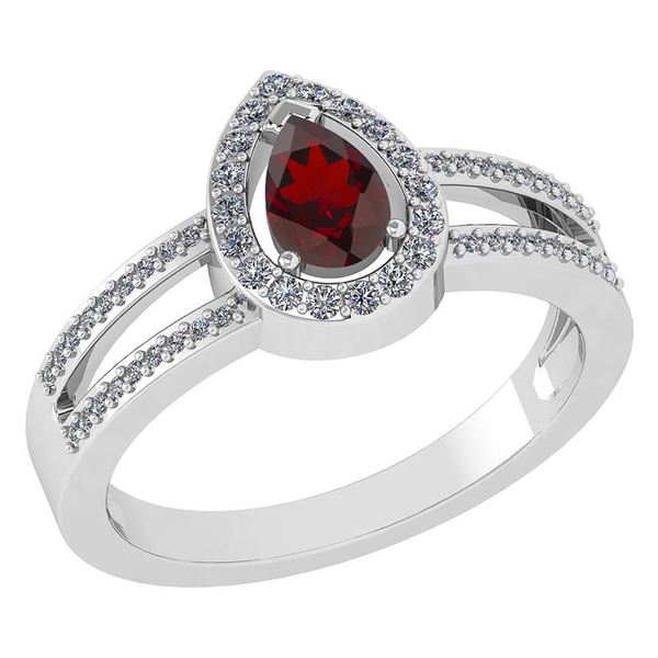 Certified 0.74 CTW Garnet And Diamond 14k White Gold Ha