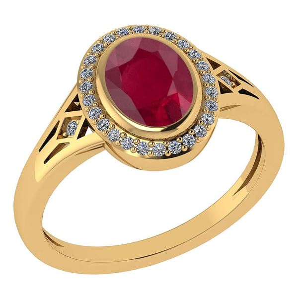 Certified 1.39 Ctw Ruby And Diamond 14k Yellow Gold Hal