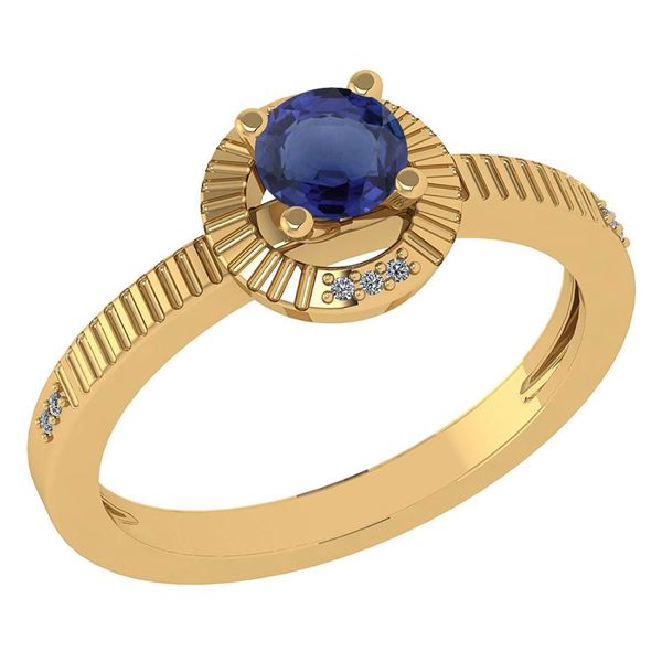 Certified 0.37 CTW Blue Sapphire And Diamond 14k Yellow
