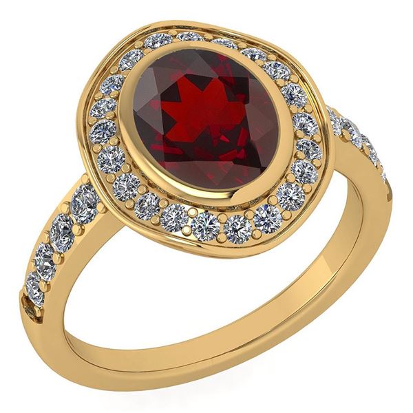 Certified 2.55 Ctw Garnet And Diamond VS/SI1 Halo Ring