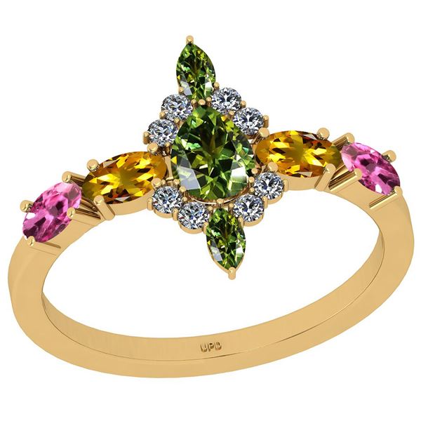 Certified 1.56 Ctw I2/I3 Multi Stone And Diamond 14K Ye