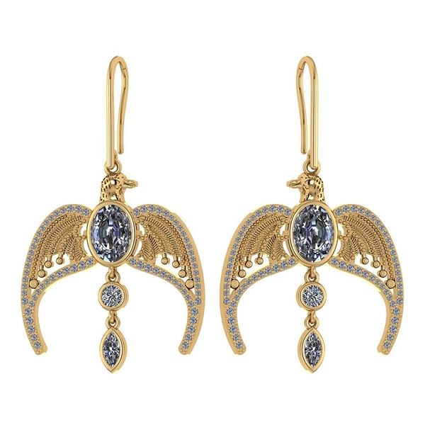 Certified 3.46 Ctw Diamond Eagle Earrings For womens Ne