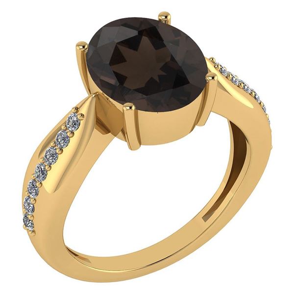 Certified 5.30 Ctw Smoky Quartz And Diamond VS/SI1 Ring