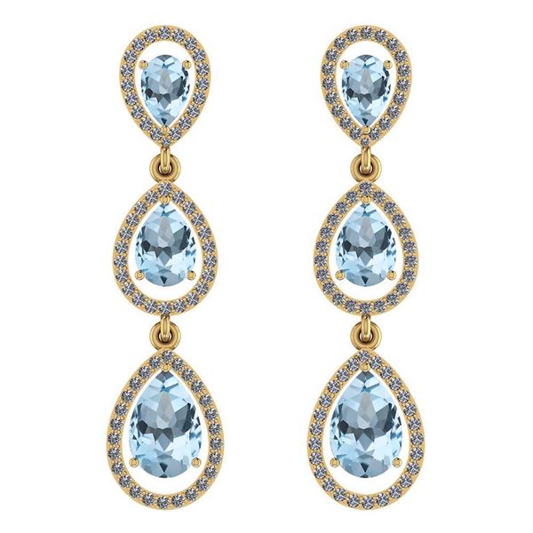 Certified 7.31 Ctw Blue Topaz And Diamond VS/SI1 Dangli