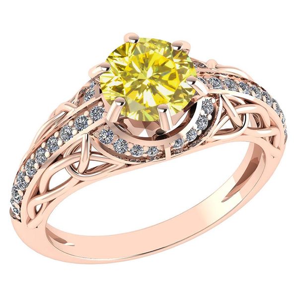 Certified 1.43 Ctw Treated Fancy Yellow Diamond And Whi