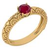 Image 1 : Certified 0.45 Ctw Ruby Solitaire Ring with Filigree Fo