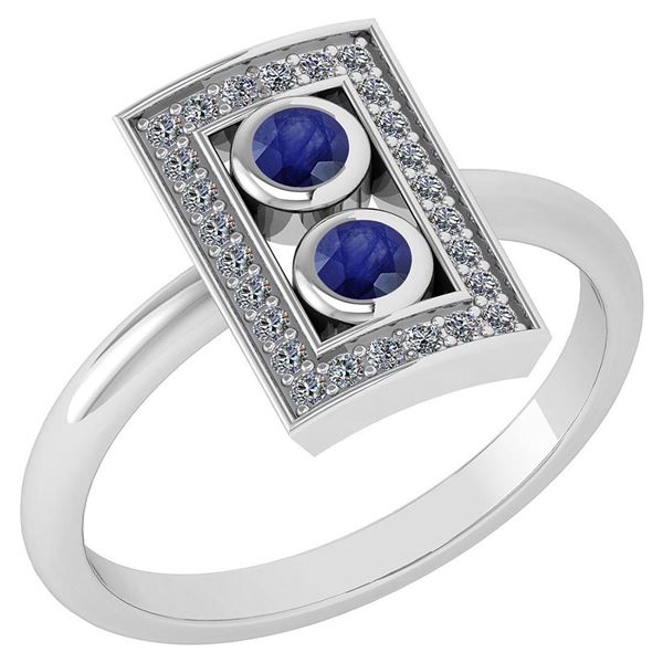 Certified 0.31 Ctw Blue Sapphire And Diamond 14k White