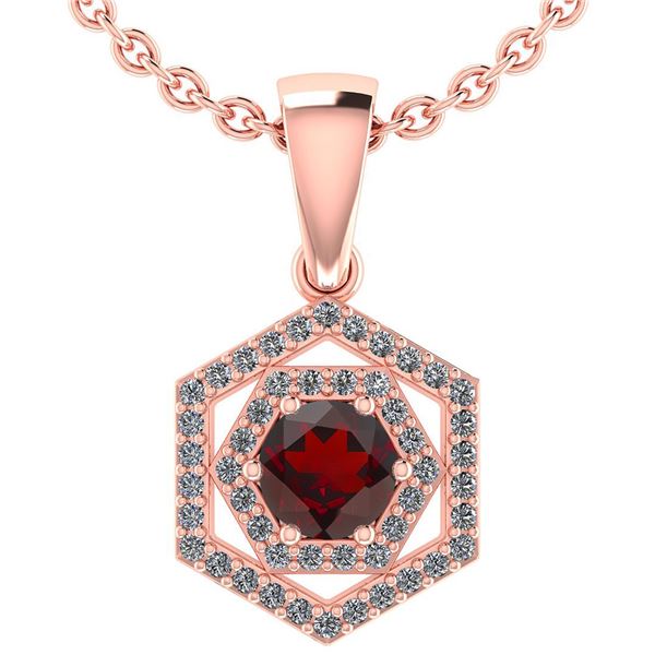 Certified 0.69 Ctw Garnet And Diamond 14k Rose Gold Hlo