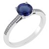 Image 1 : Certified 1.37 Ctw Blue Sapphire And Diamond 14k White