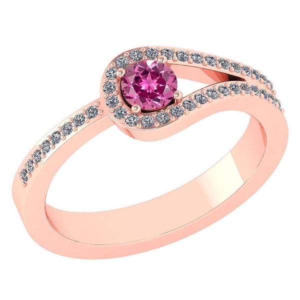 Certified 1.30 Ctw Pink Tourmaline And Diamond 14k Rose