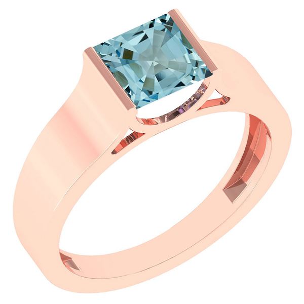 Certified 0.75 Ctw Aquamarine 18k Rose Gold Ring