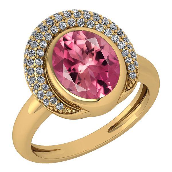 Certified 2.82 Ctw Pink Tourmaline And Diamond VS/SI1 H