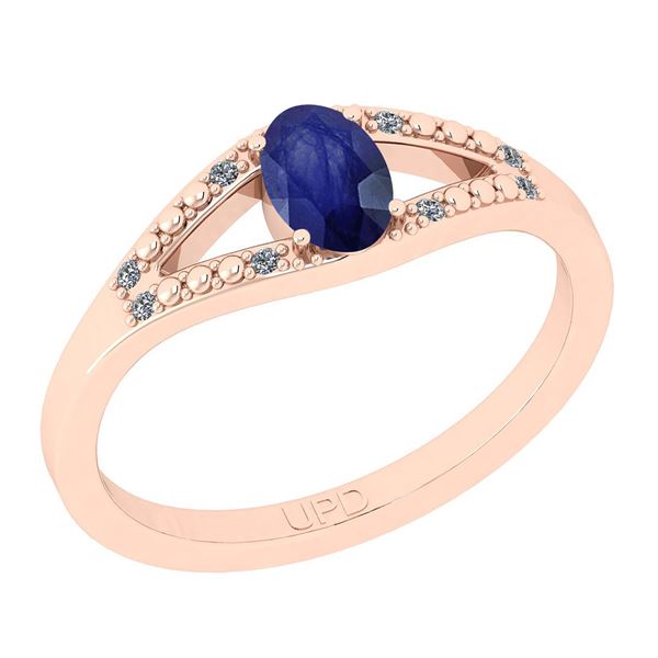 Certified 0.42 Ctw I2/I3 Blue Sapphire And Diamond 14K