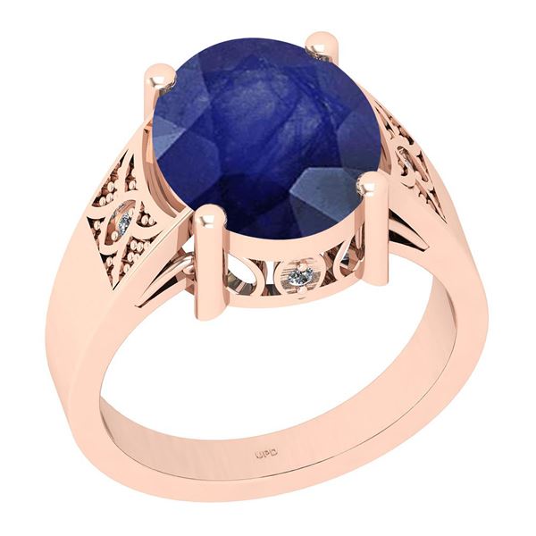 Certified 4.94 Ctw I2/I3 Blue Sapphire And Diamond 14K