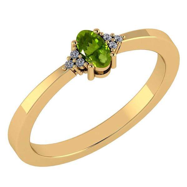 Certified 0.24 CTW Peridot And Diamond 14k Yellow Gold