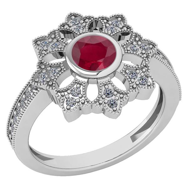 Certified 0.67 Ctw Ruby And Diamond VS/SI1 Engagement H