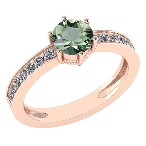 Certified 1.09 Ctw Green Amethyst And Diamond VS/SI1 Ri