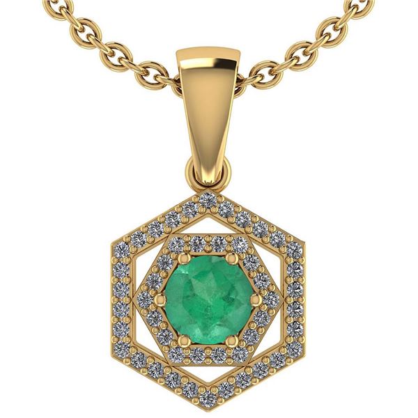 Certified 0.69 Ctw Emerald And Diamond 18K Yellow Gold