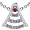 Image 1 : Certified 0.075 Ctw Ruby And Diamond 14k White Gold Hal