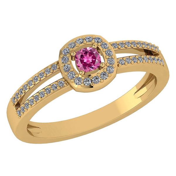 Certified 0.57 Ctw Pink Tourmaline And Diamond 14k Yell