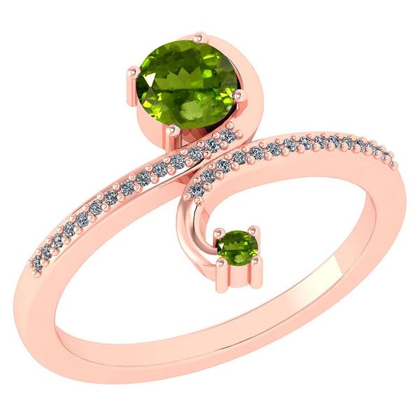 Certified 0.85 Ctw Peridot And Diamond 14k Rose Gold Ha
