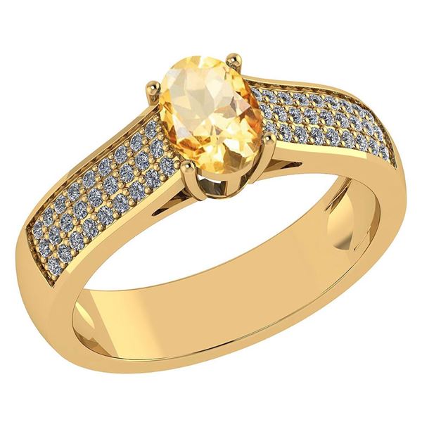 Certified 1.2Ctw Citrine And Diamond 14k Yellow Gold Ha