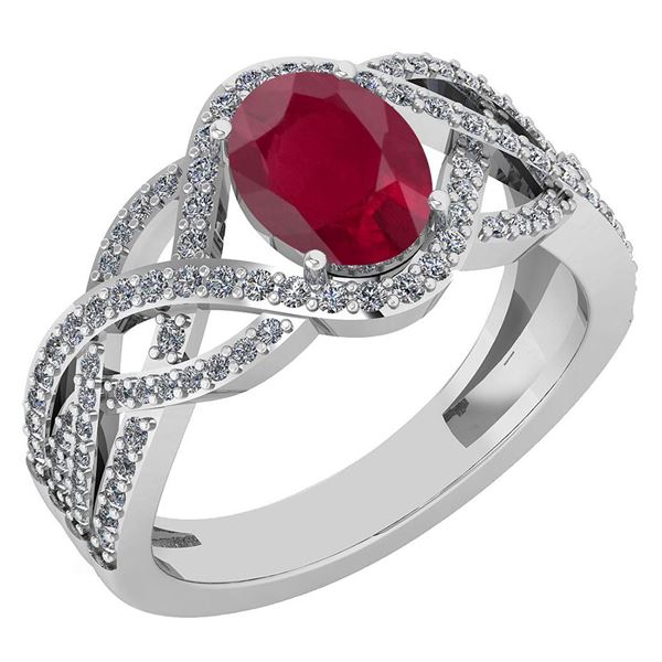 Certified 1.79 Ctw Ruby And Diamond VS/SI1 Ring 14K Whi