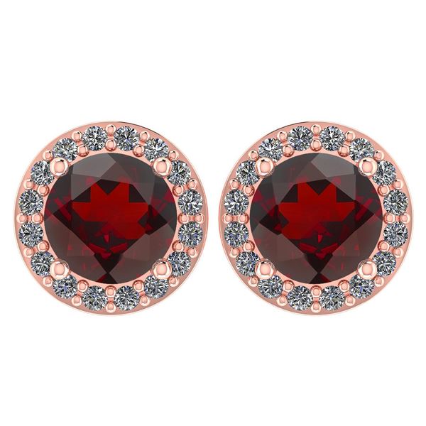 Certified 1.6 Ctw Garnet And Diamond 14k Rose Gold Halo