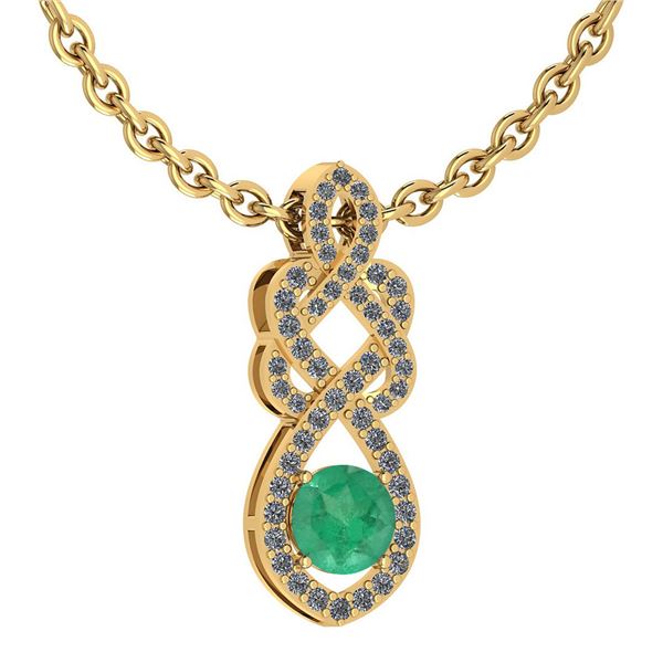 Certified 1.26 Ctw Emerald And Diamond VS/SI1 Necklace