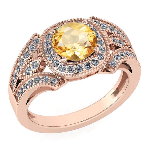 Certified 1.58 Ctw Citrine And Diamond Wedding/Engageme