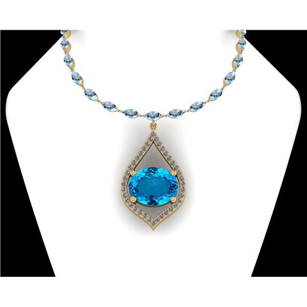 Certified 50.96 Ctw Blue Topaz And Diamond I2/I3 14K Ye