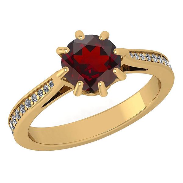 Certified 1.14 Ctw Garnet And White Diamond Wedding/Eng