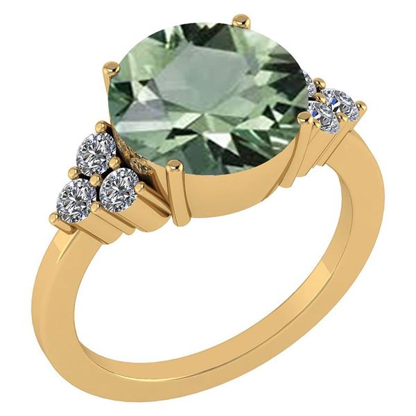 Certified 3.60 Ctw Green Amethyst And Diamond VS/SI1 Ri