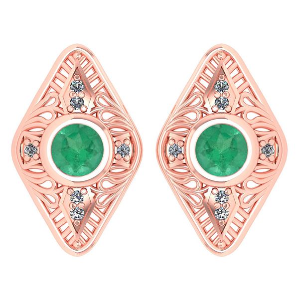 Certified 1.46 Ctw Emerald And Diamond 18k Rose Gold Ha