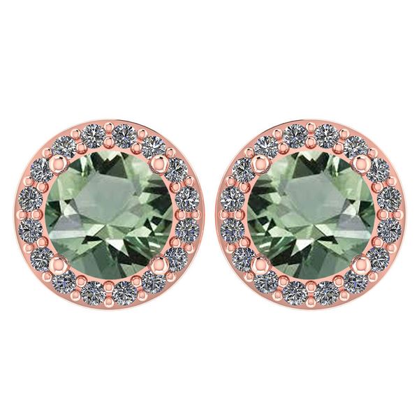 Certified 1.6 Ctw Green Amethyst And Diamond 14k Rose G