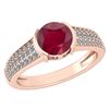 Image 1 : Certified 1.58 Ctw Ruby And Diamond 14K Rose Gold Halo