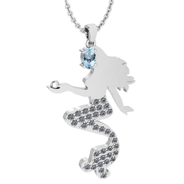 Certified 1.00 Ctw Aquamarine And Diamond Necklace For