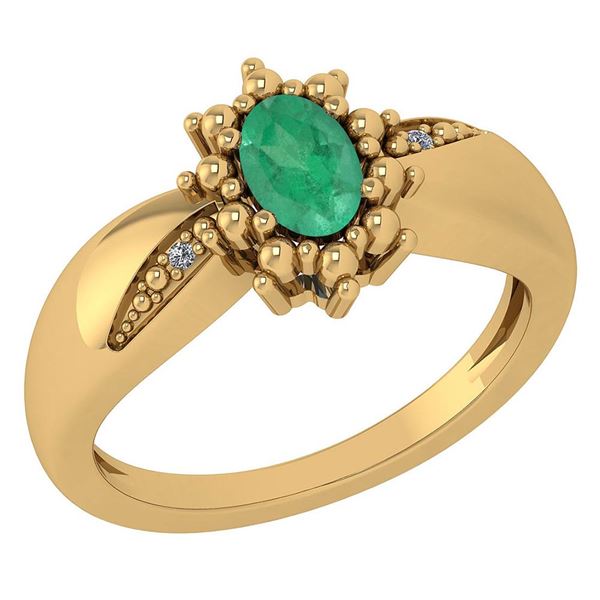 Certified 0.51 Ctw Emerald And Diamond 14k Yellow Gold