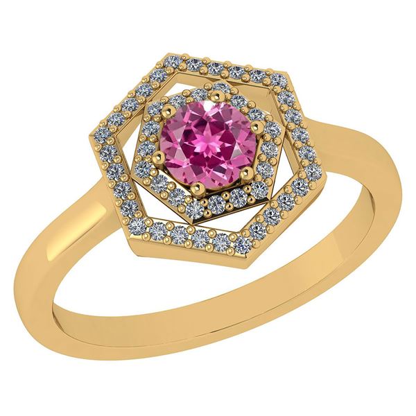 Certified 0.69 Ctw Pink Tourmaline And Diamond 14k Yell