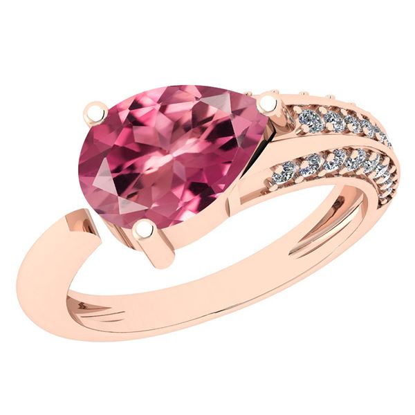 Certified 1.54 Ctw Pink Tourmaline And Diamond VS/SI1 H