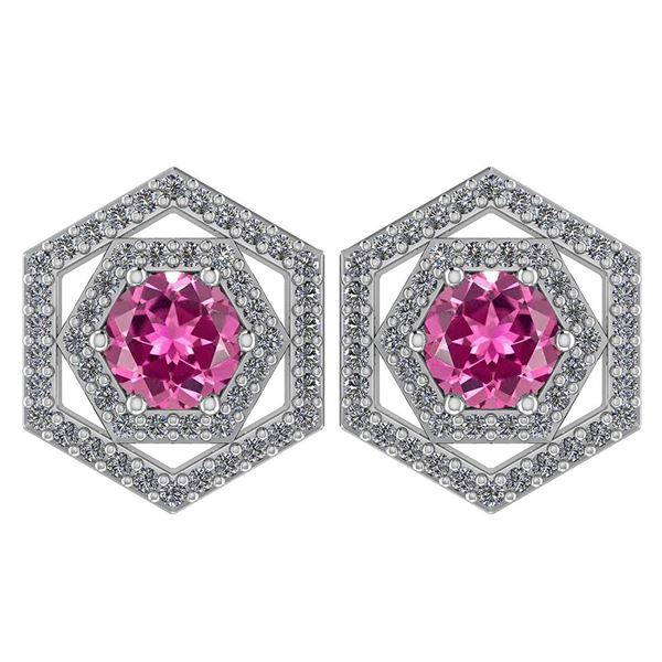 Certified 1.38 Ctw Pink Tourmaline And Diamond 18k Whit