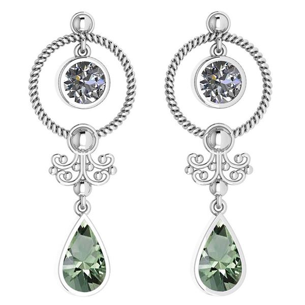 Certified 5.18 Ctw Green Amethyst And Diamond SI2/I1 Da