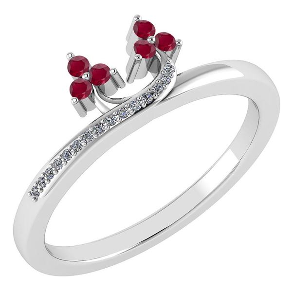Certified 0.16 Ctw Ruby And Diamond 18K White Gold Ring