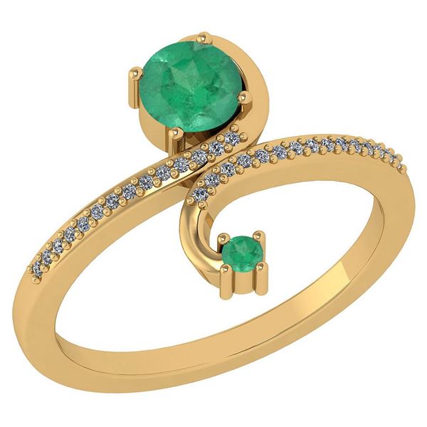 Certified 0.85 Ctw Emerald And Diamond 14k Yellow Gold