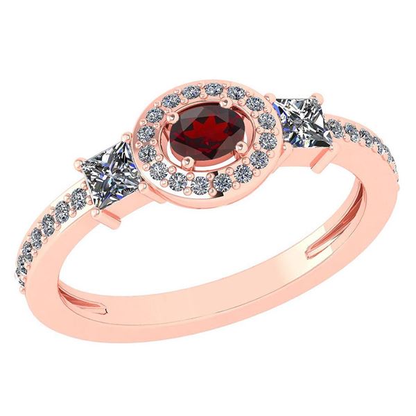 Certified 0.77 Ctw Garnet And Diamond 14k Rose Gold Hal