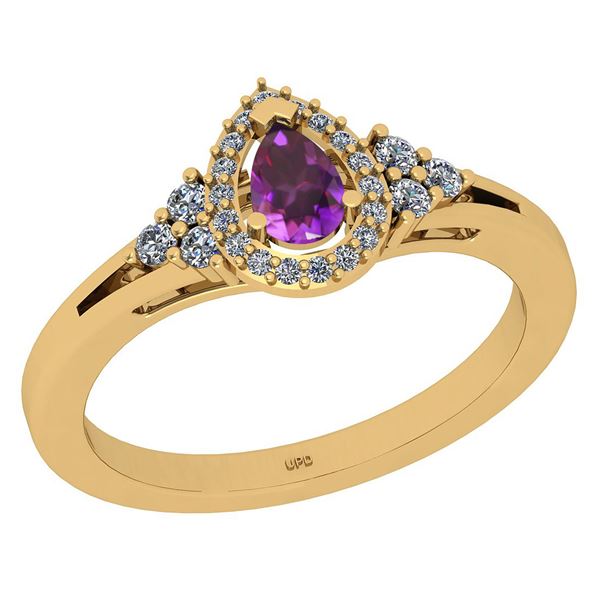 Certified 1.27 Ctw I2/I3 Amethyst And Diamond 10K Yello
