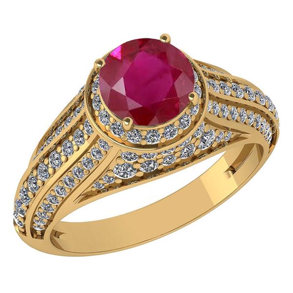 Certified 2.30 Ctw Ruby And Diamond Wedding/Engagement