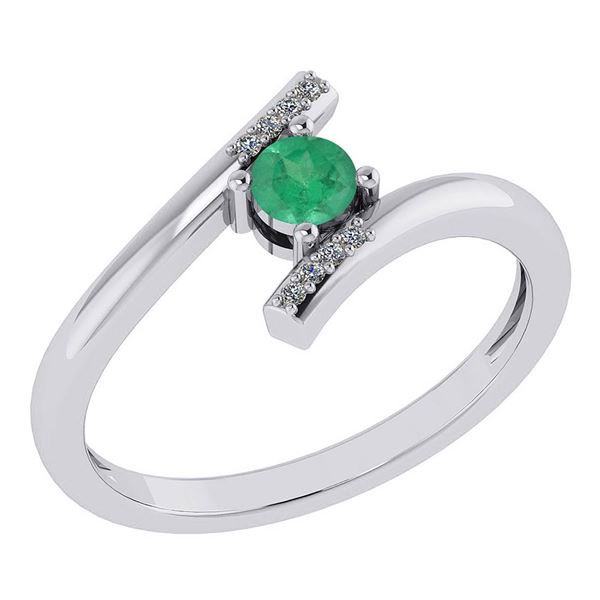 Certified 0.27 Ctw Emerald And Diamond 14k White Gold H