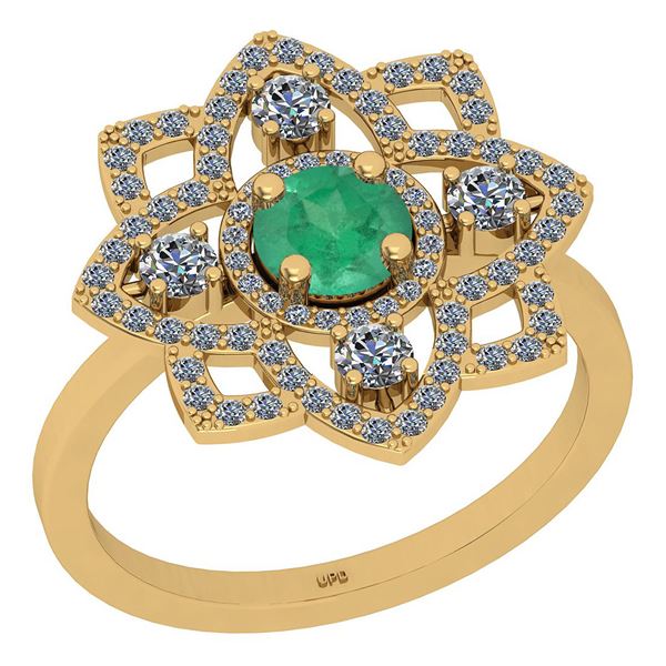 Certified 1.21 Ctw SI2/I1 Emerald And Diamond 14K Yello